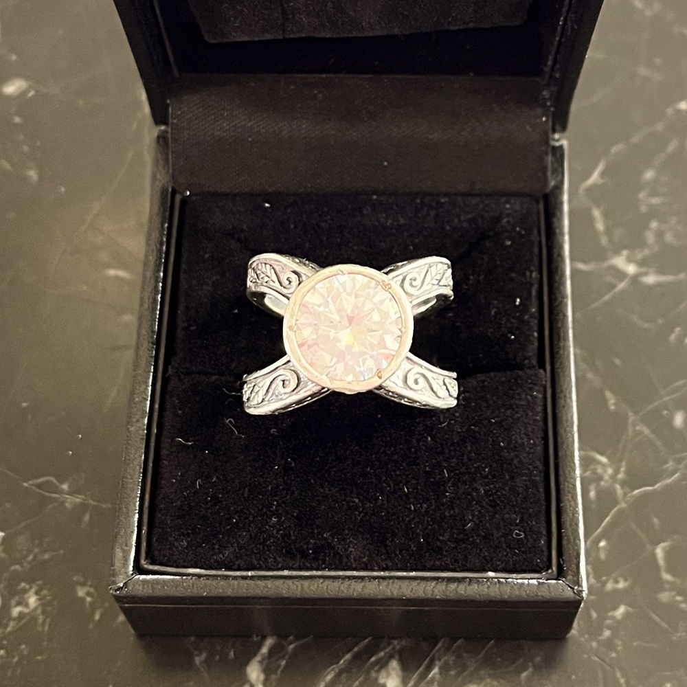 Silver white color stone ring